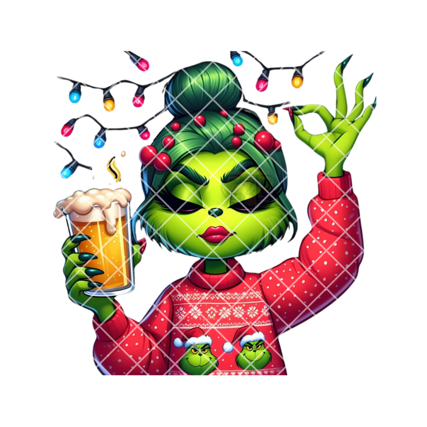 Green Girl Brew Christmas Lights PNG