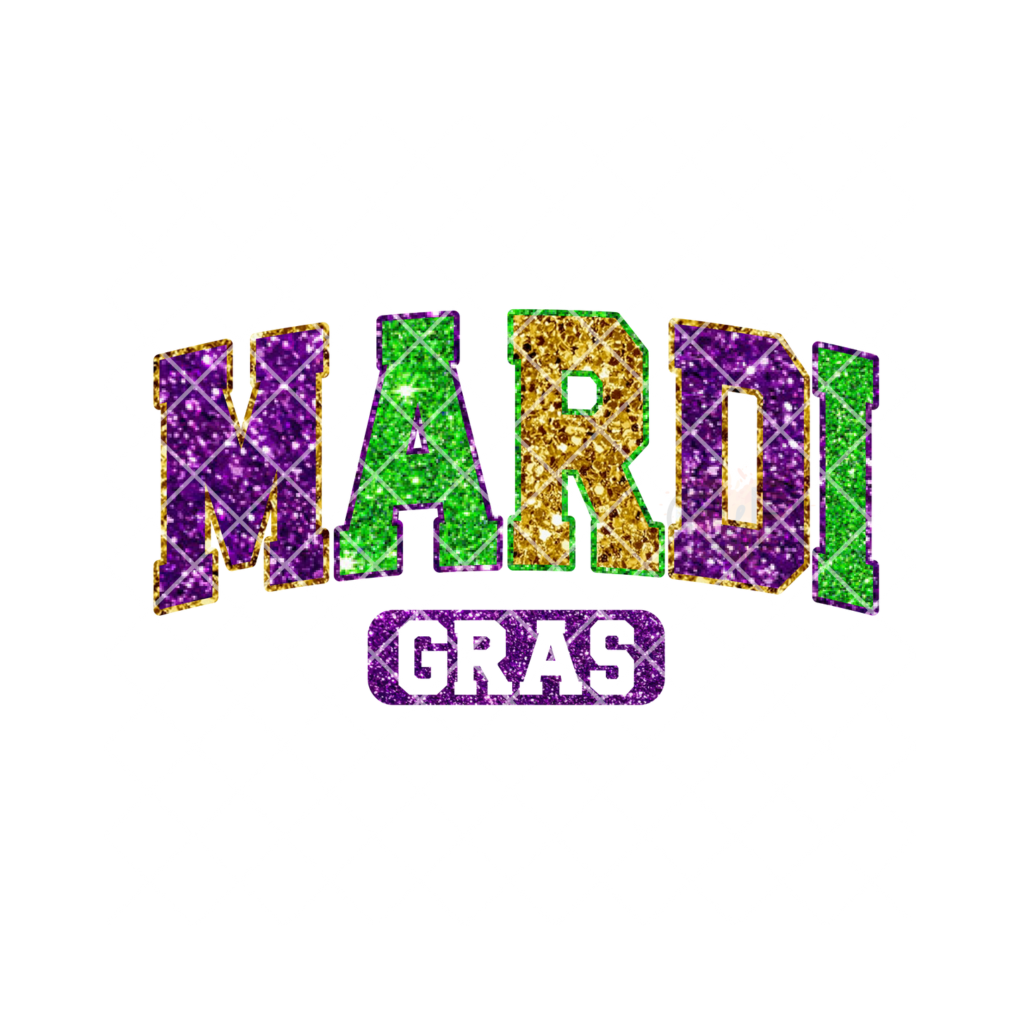 Mardi Gras glitter college letter PNG