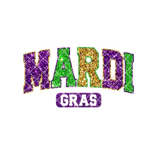 Mardi Gras glitter college letter PNG