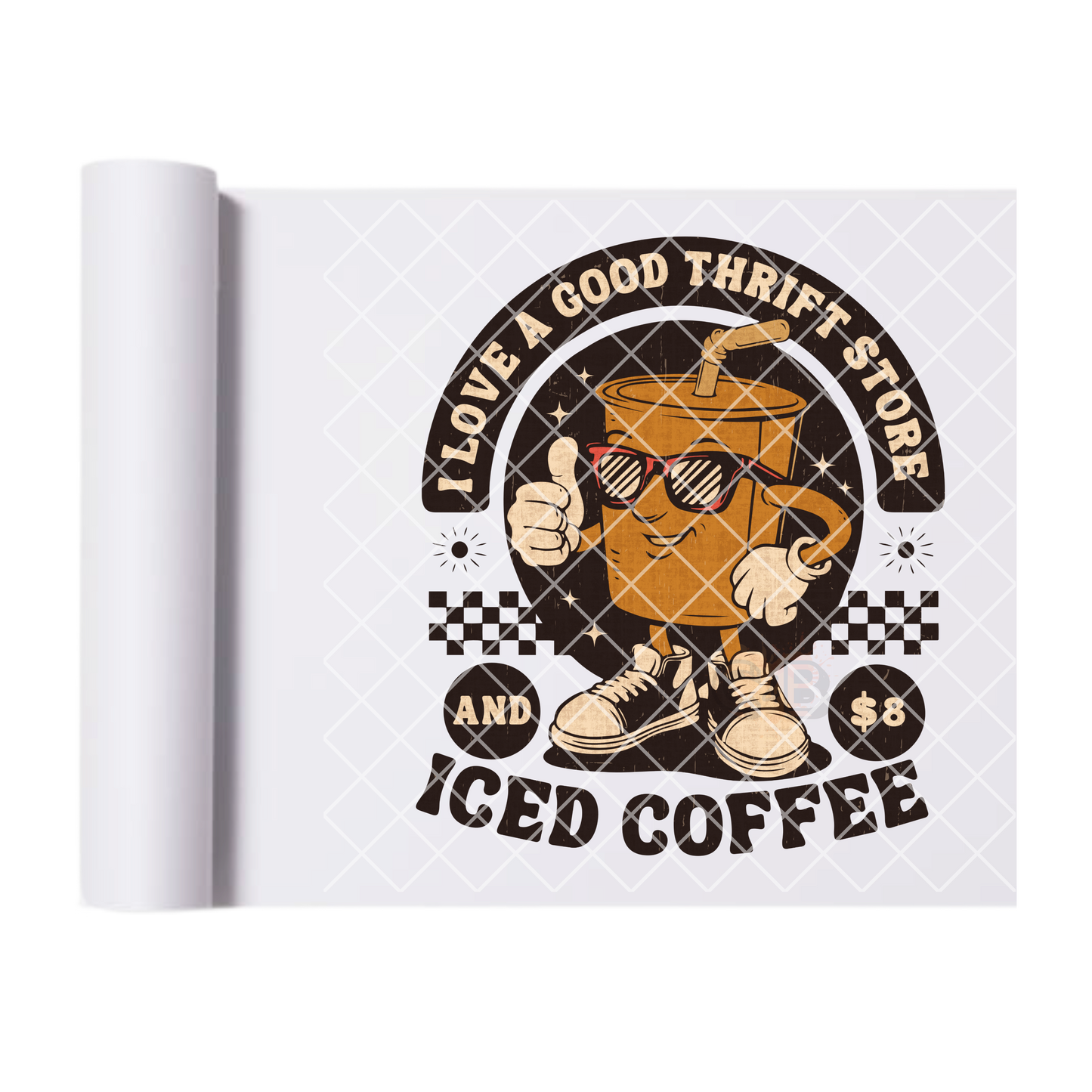 Good thrift store and 8$ iced coffee DTF film t shirt transfer