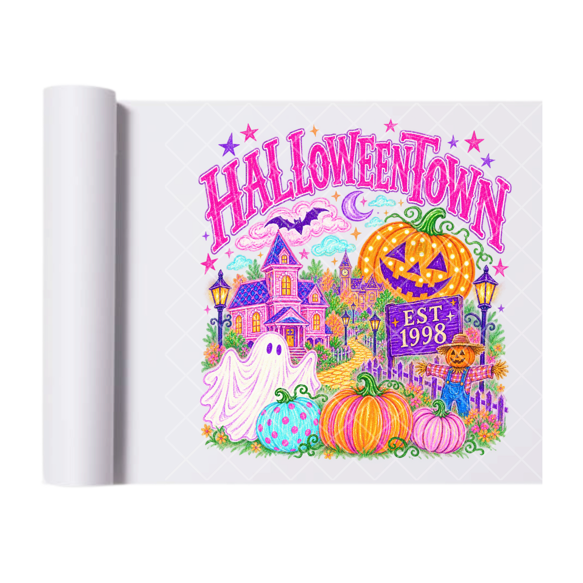 Halloween Town - Ready To Press Print Transfer for Apparel, Cotton, Polyester & Blends - High-Quality Print- Commercial Grade