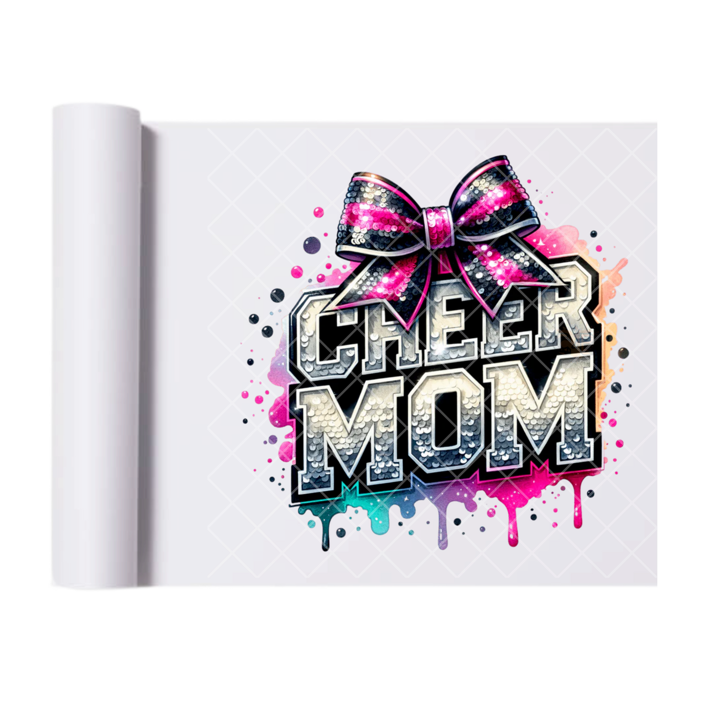 Cheer Mom - Direct Print Film Transfer for T-Shirts, Cotton, Polyester & Blends - High-Quality Print