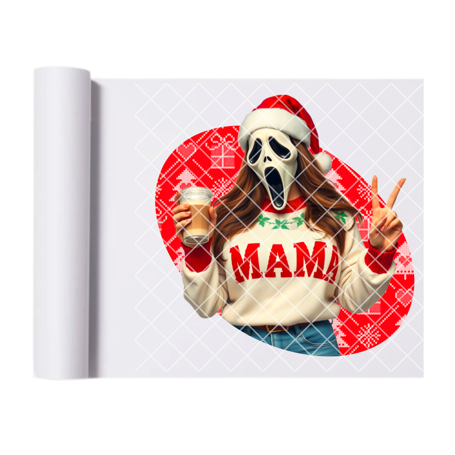 Ghostface christmas mama red film t shirt transfer