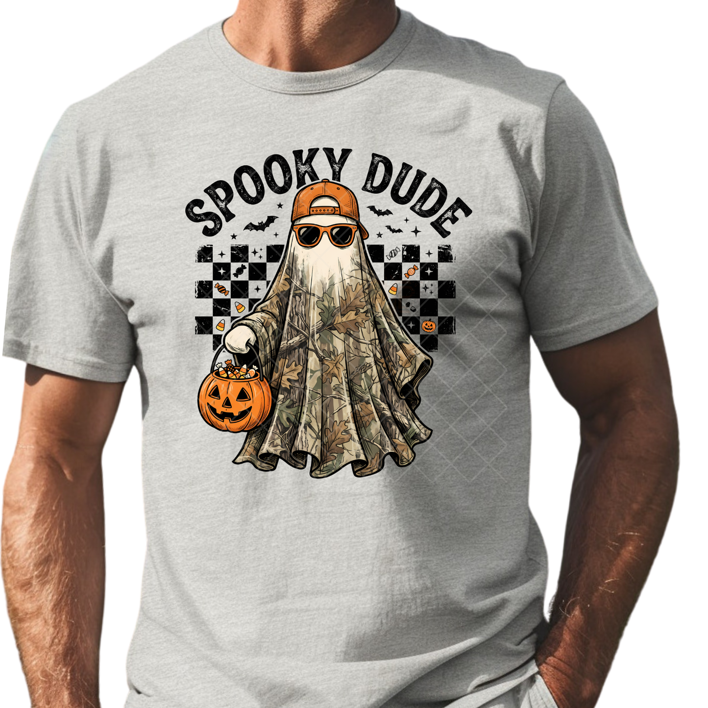 Spooky Dude Camo Ghost - Premium Graphic T-Shirt for Casual Wear