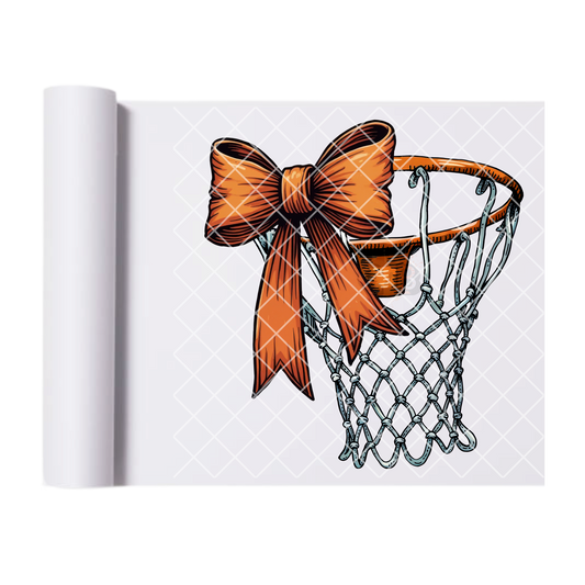 Basketball hoop with orange bow DTF film t shirt transfer
