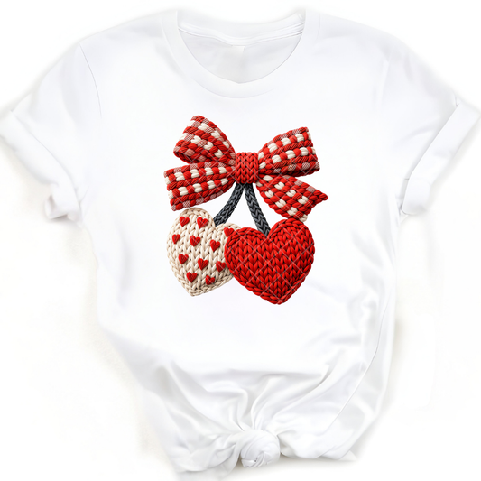 Faux Crochet Heart and Ribbon - T-Shirt, Premium Graphic, Trendy T-Shirt for Casual Wear