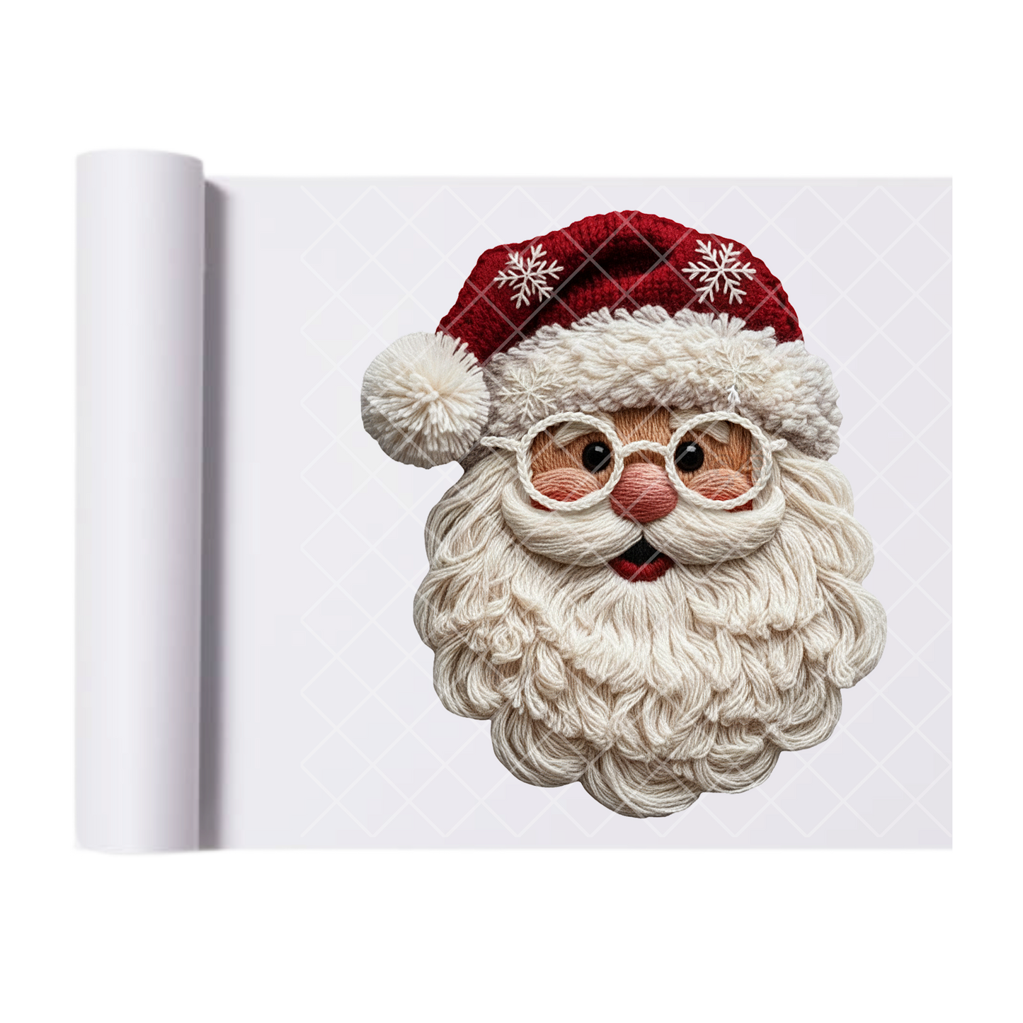 Santa Face Faux Yarn - Direct-To-Film Heat Transfer for T-Shirts, Cotton, Polyester & Blends - High-Quality Print