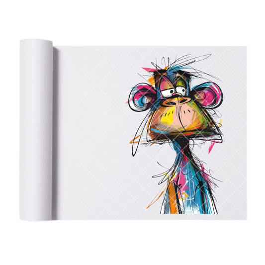 Sketchy Monkey - Direct Print Film Transfer for Trendy T-Shirts, Cotton, Polyester & Blends - High-Quality Print