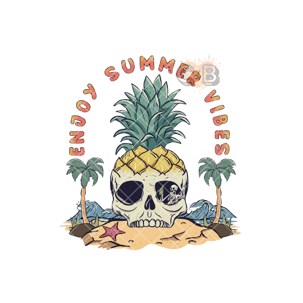 Enjoy Your Summer Pineapple Skull PNG