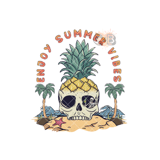 Enjoy Your Summer Pineapple Skull PNG