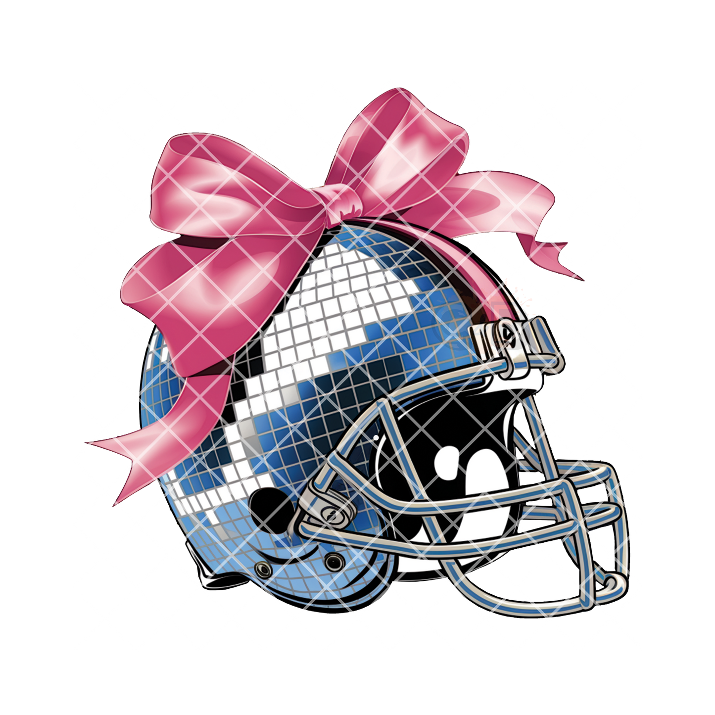 Football helmet disco ball pink bow PNG