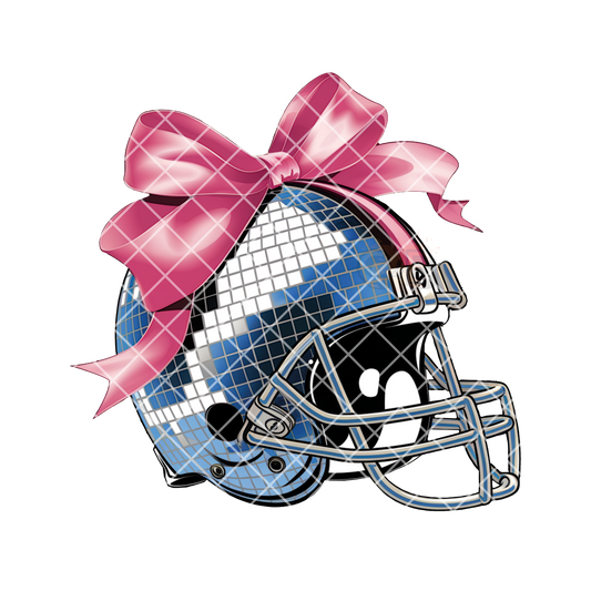 Football helmet disco ball pink bow PNG