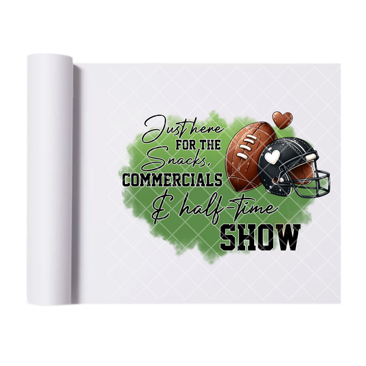 Snacks Commercials Halftime Shows - Direct Print Film Transfer for T-Shirts, Cotton, Polyester & Blends - High-Quality Print