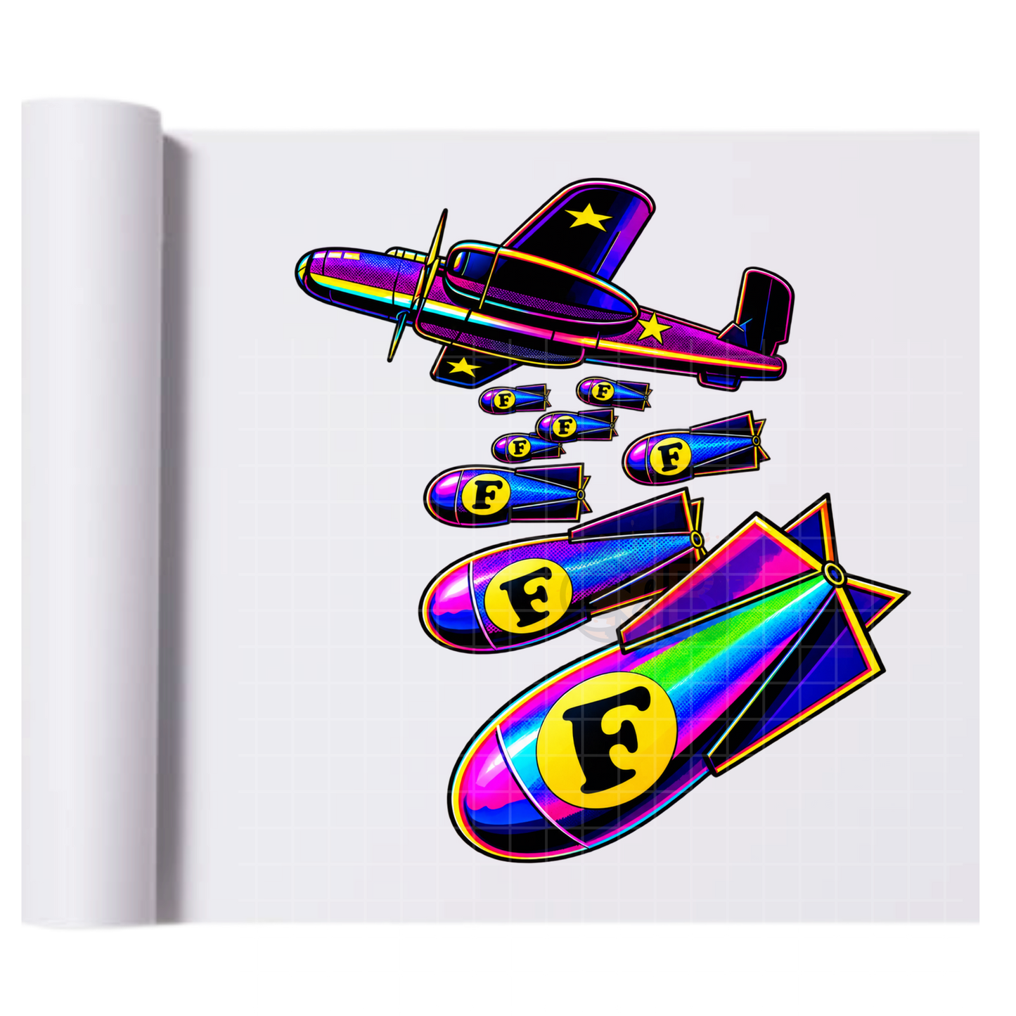 Neon Retro Aviator Graphic Tee - Ready To Press Print Transfer for Apparel, Cotton, Polyester & Blends - High-Quality Print- Commercial Grade