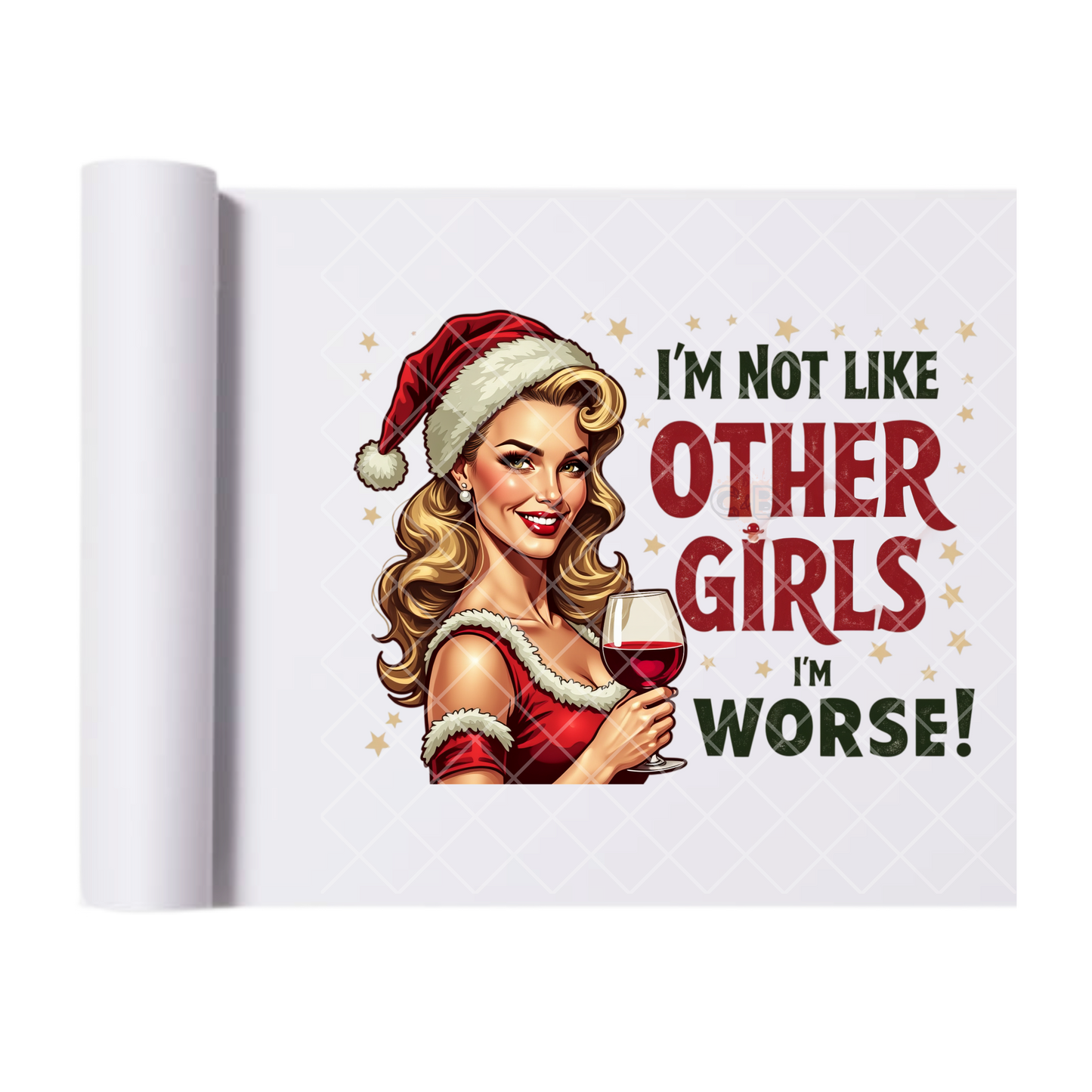 Not Like Other Girls Miss Santa - Direct-To-Film Heat Transfer for T-Shirts, Cotton, Polyester & Blends - High-Quality Print