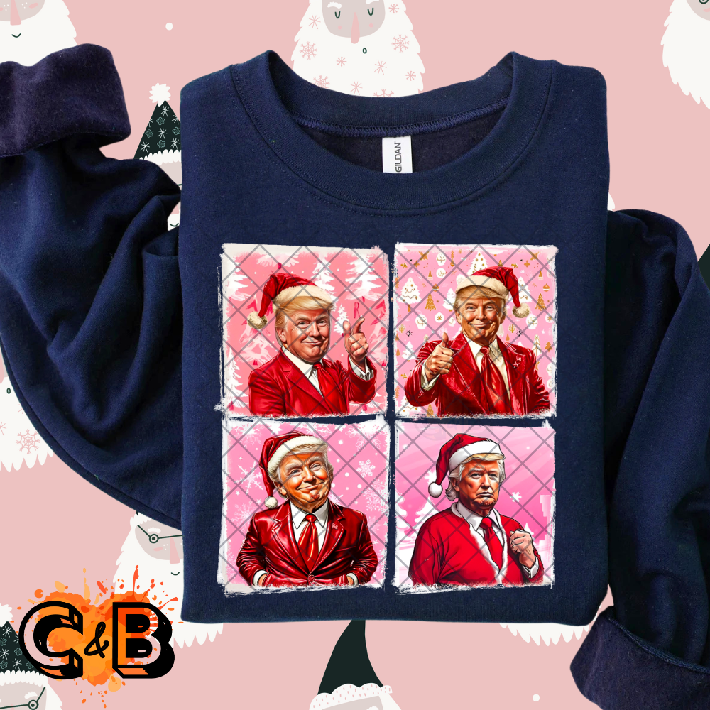 Pink Trump Christmas film t shirt transfer