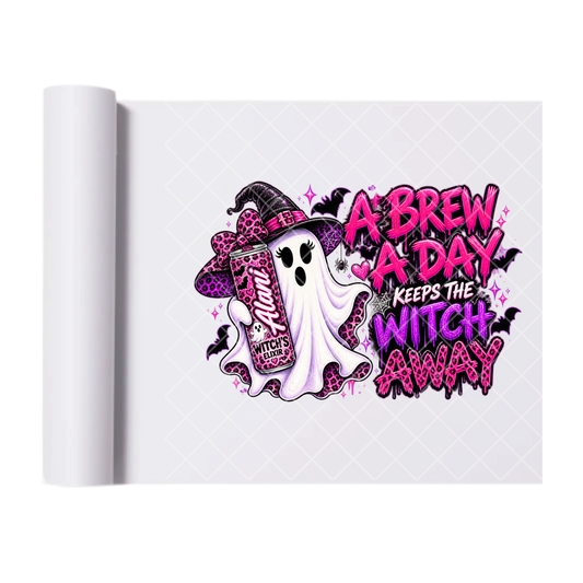 A Brew A Day Keeps The Witch Away Alani - Ready To Press Print Transfer for Apparel, Cotton, Polyester & Blends - High-Quality Print- Commercial Grade