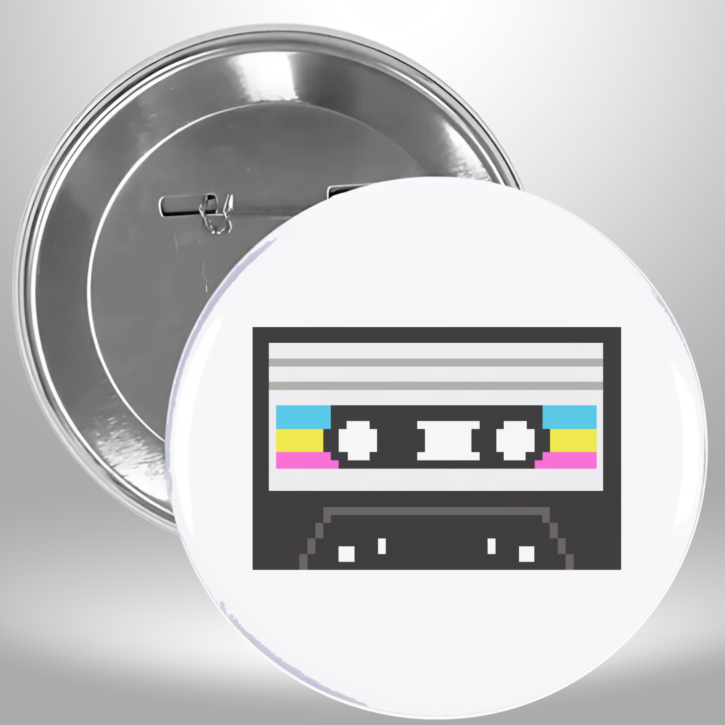 8 Bit Black Cassette Pinback Button