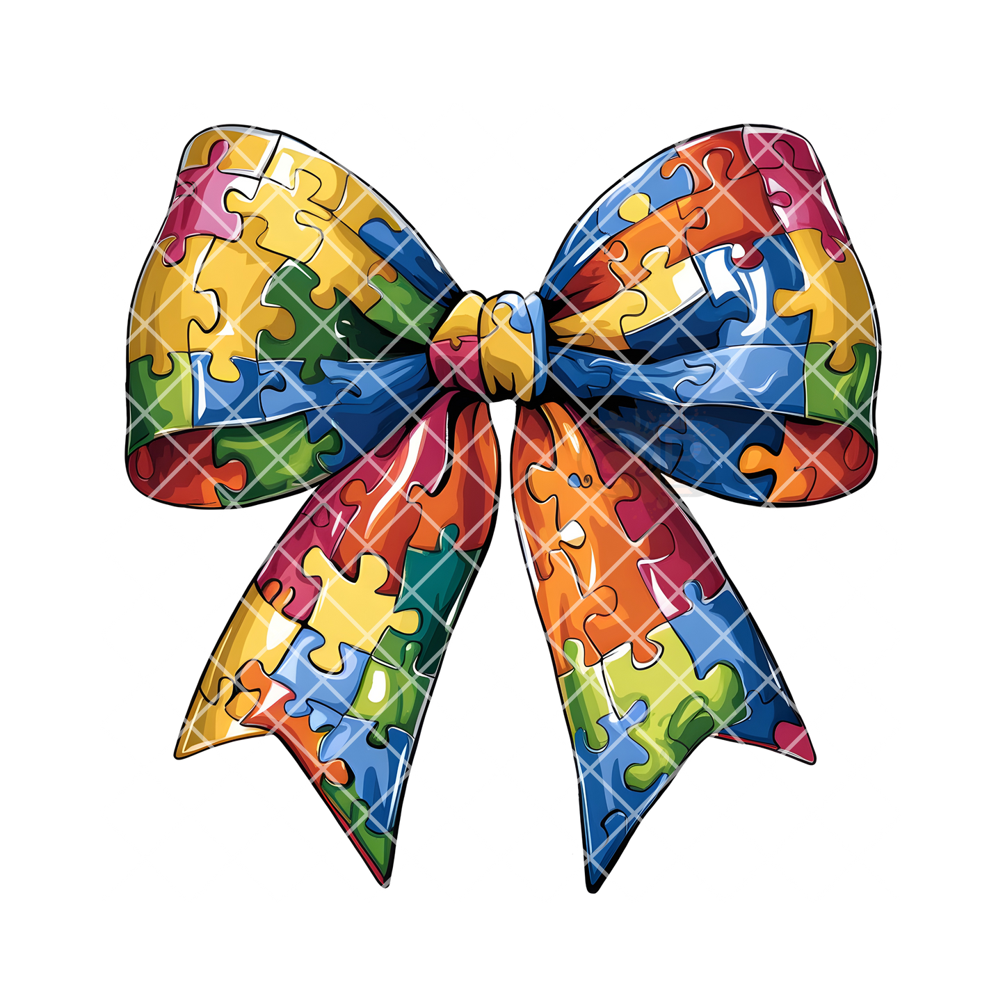 Autism awareness bow PNG