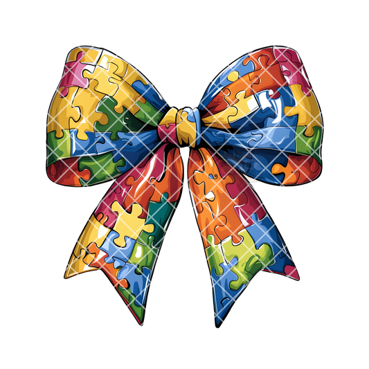 Autism awareness bow PNG