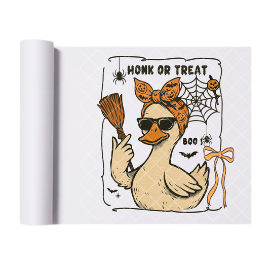 Honk Or Treat - Ready To Press Print Transfer for Apparel, Cotton, Polyester & Blends - High-Quality Print- Commercial Grade