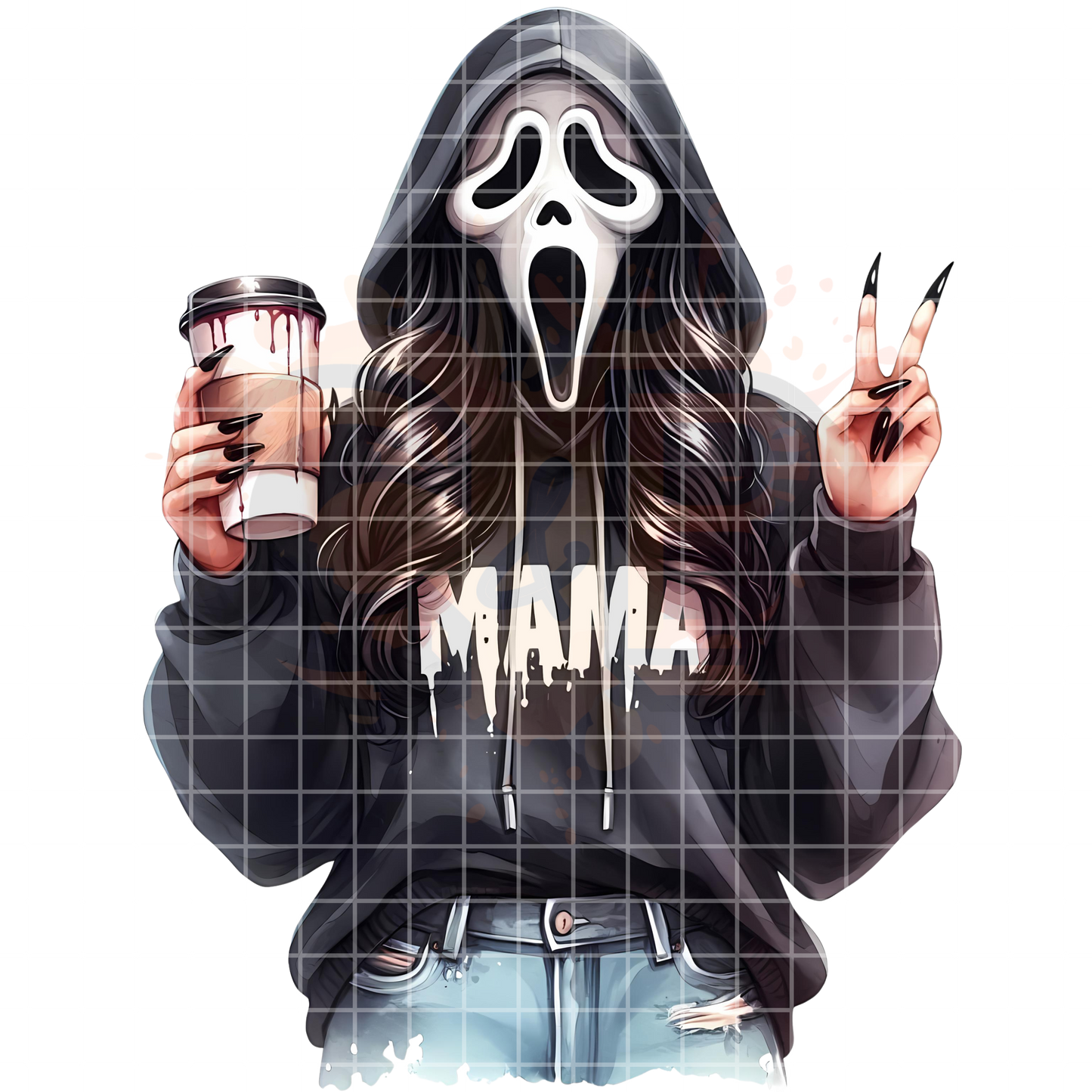 Ghostface MAMA Black Hair PNG