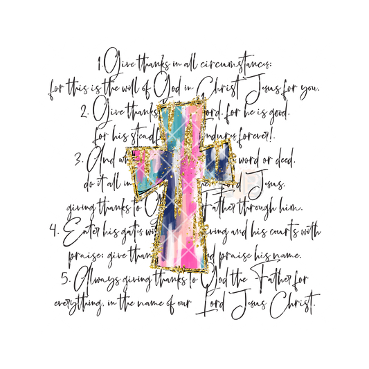 Multi-Color Cross Give Thanks PNG