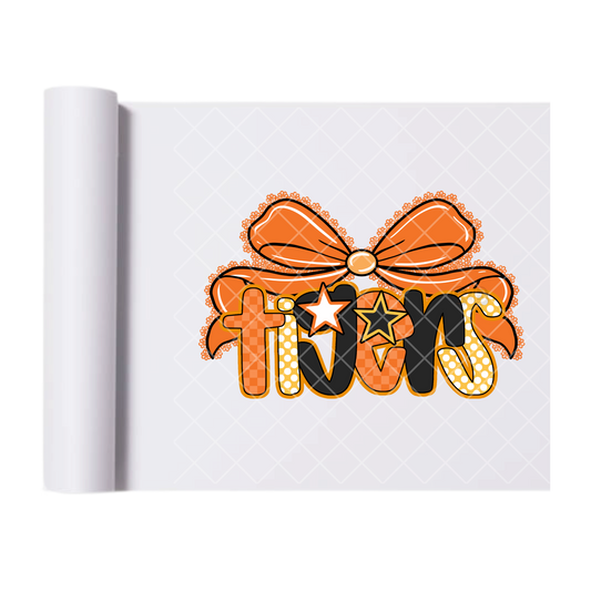 Orange Tigers Bow - Direct Print Film Transfer for T-Shirts, Cotton, Polyester & Blends - High-Quality Print