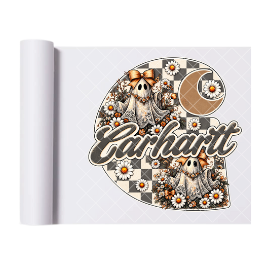 Carhartt Ghosts Floral Patch Sticker - Ready To Press Print Transfer for Apparel, Cotton, Polyester & Blends - High-Quality Print- Commercial Grade