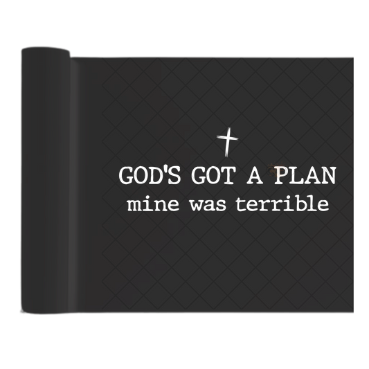 God's Got A Plan Text - Direct-To-Film Heat Transfer for T-Shirts, Cotton, Polyester & Blends - High-Quality Print