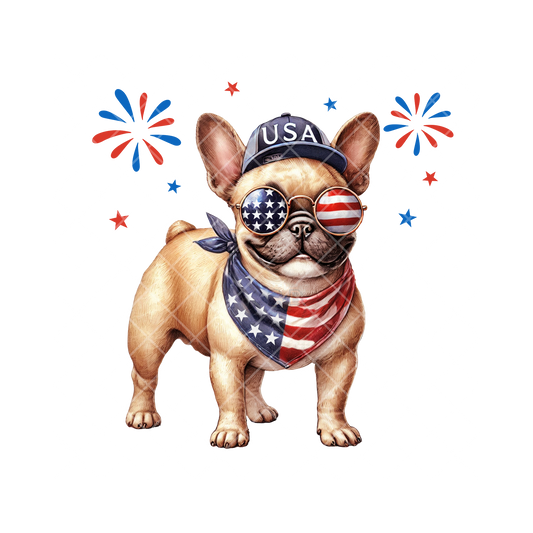 Patriotic Frenchie USA Top PNG