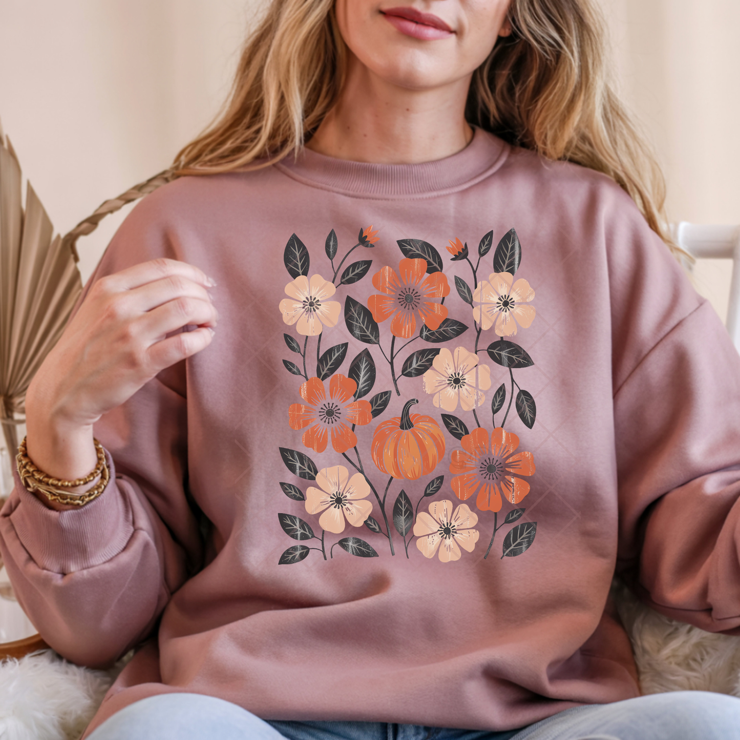 Grunge Boho Floral Fall - Premium Graphic T-Shirt for Casual Wear