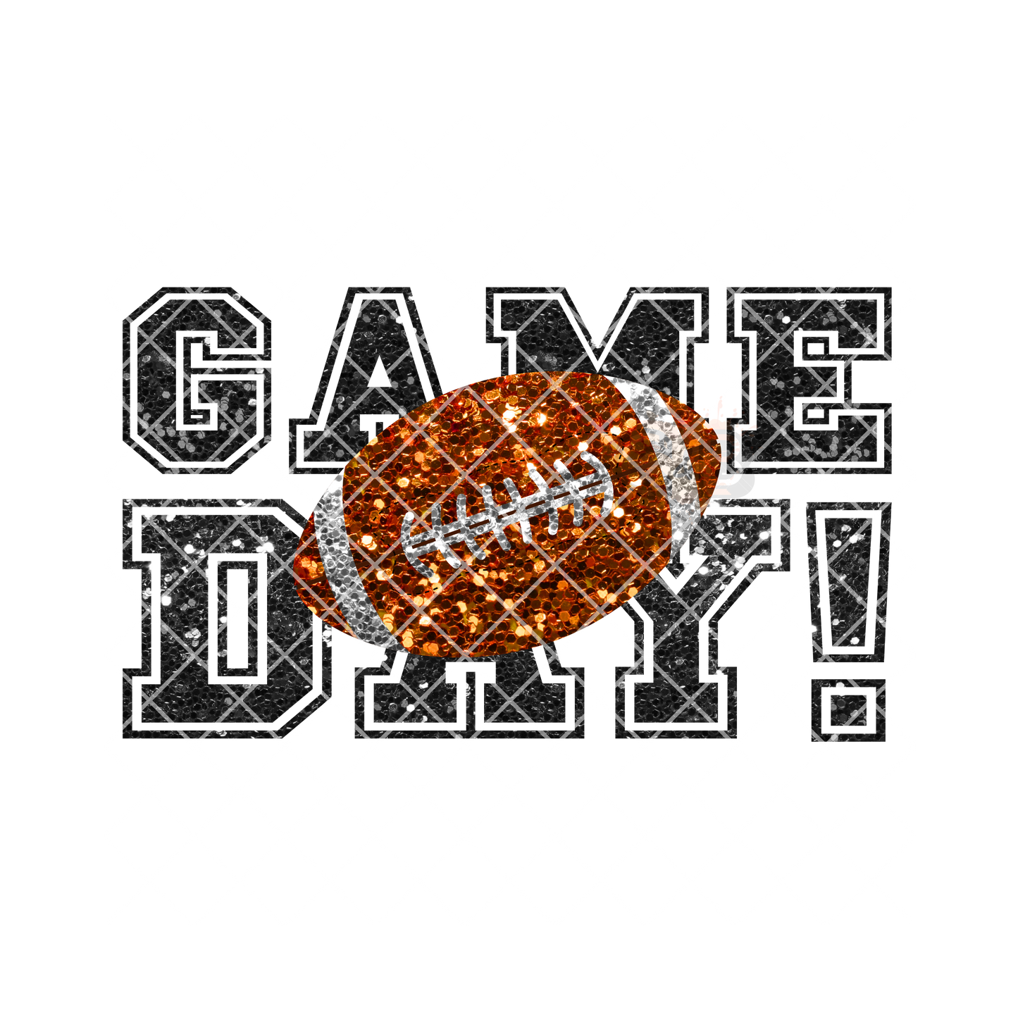 Glitter game day football black font PNG