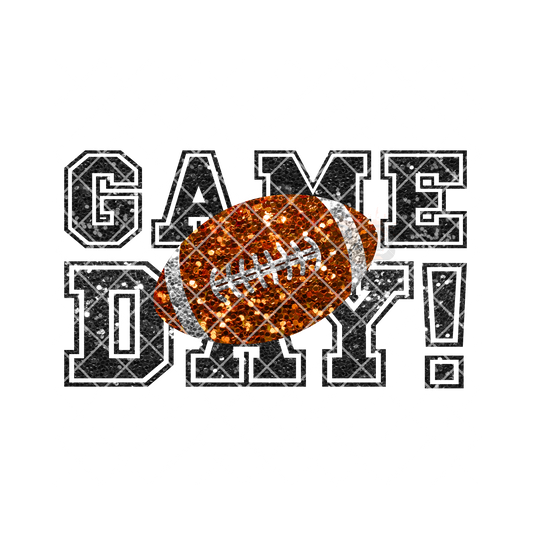 Glitter game day football black font PNG