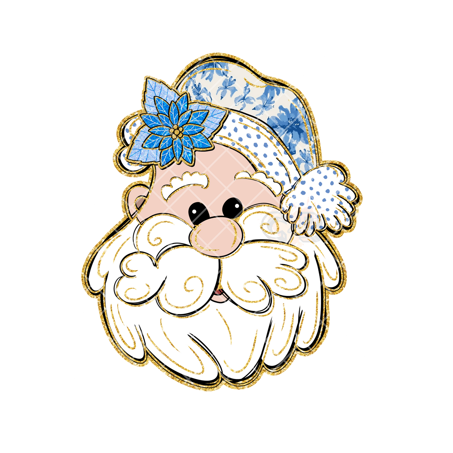 Santa Head With Blue Hat PNG