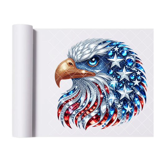 Patriotic Eagle Head Flag Feathers - Direct Print Film Transfer for Trendy T-Shirts, Cotton, Polyester & Blends - High-Quality Print