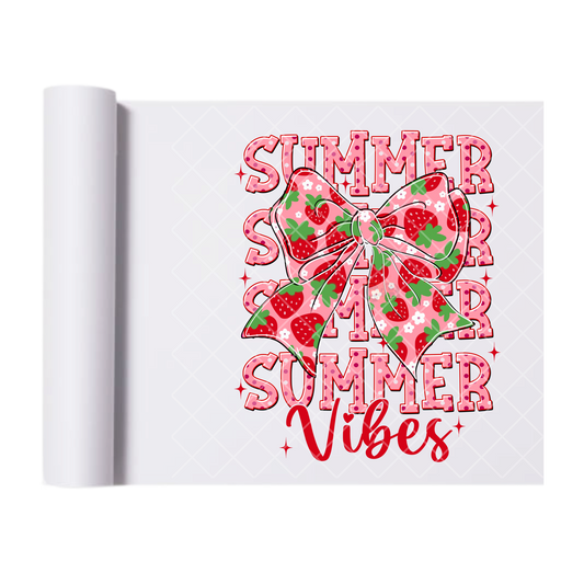 Syrawberry Summertime Vibe Bow - Direct Print Film Transfer for Trendy T-Shirts, Cotton, Polyester & Blends - High-Quality Print