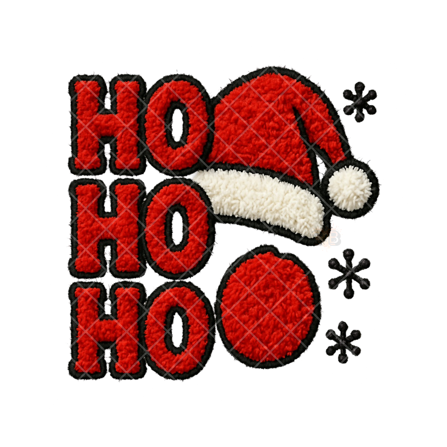 Santa Hat Ho Ho Ho Faux Crochet PNG File
