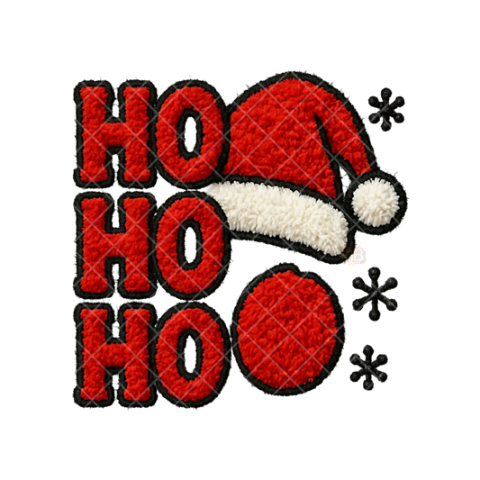 Santa Hat Ho Ho Ho Faux Crochet PNG File