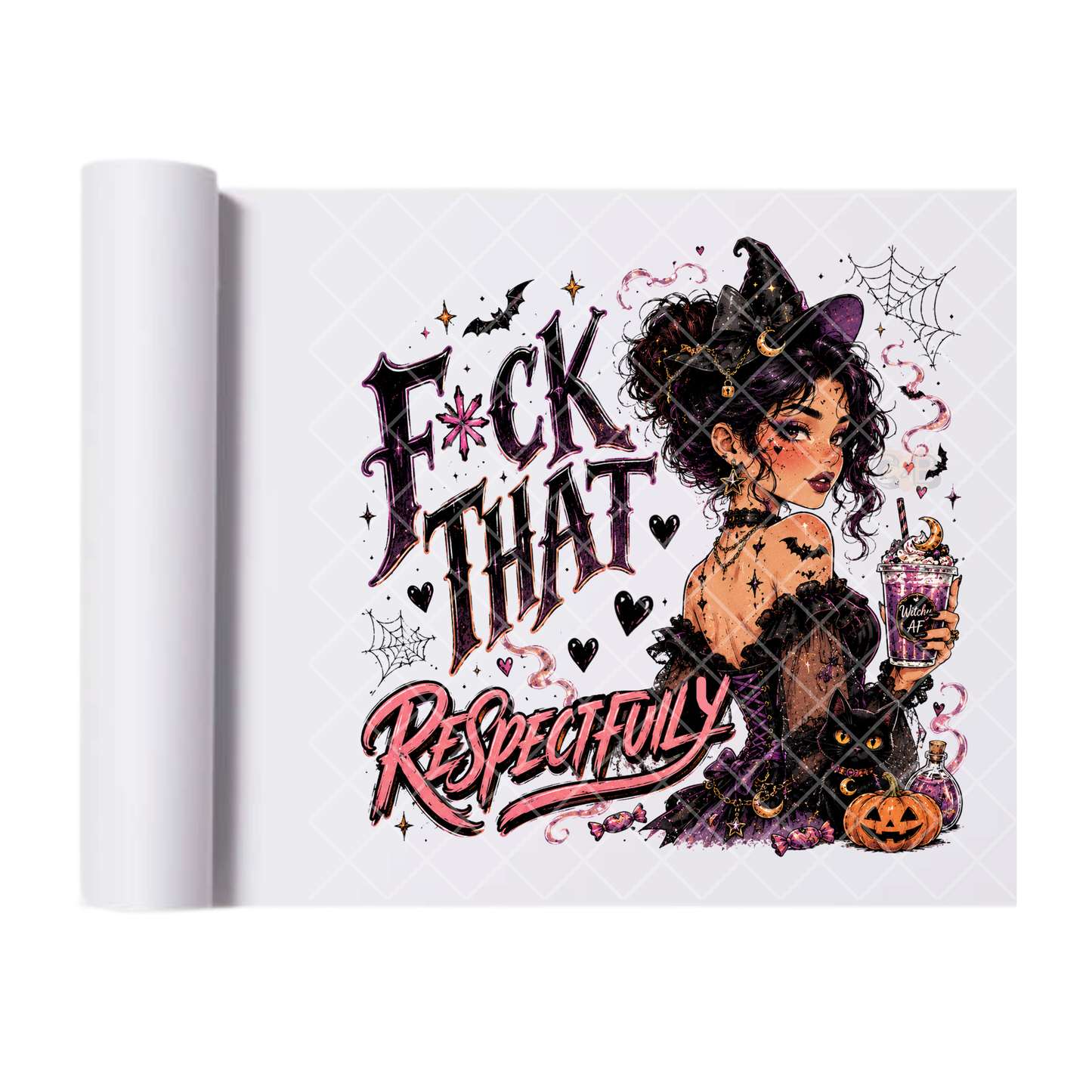 Respectfully Witch - Ready To Press Print Transfer for Apparel, Cotton, Polyester & Blends - High-Quality Print- Commercial Grade