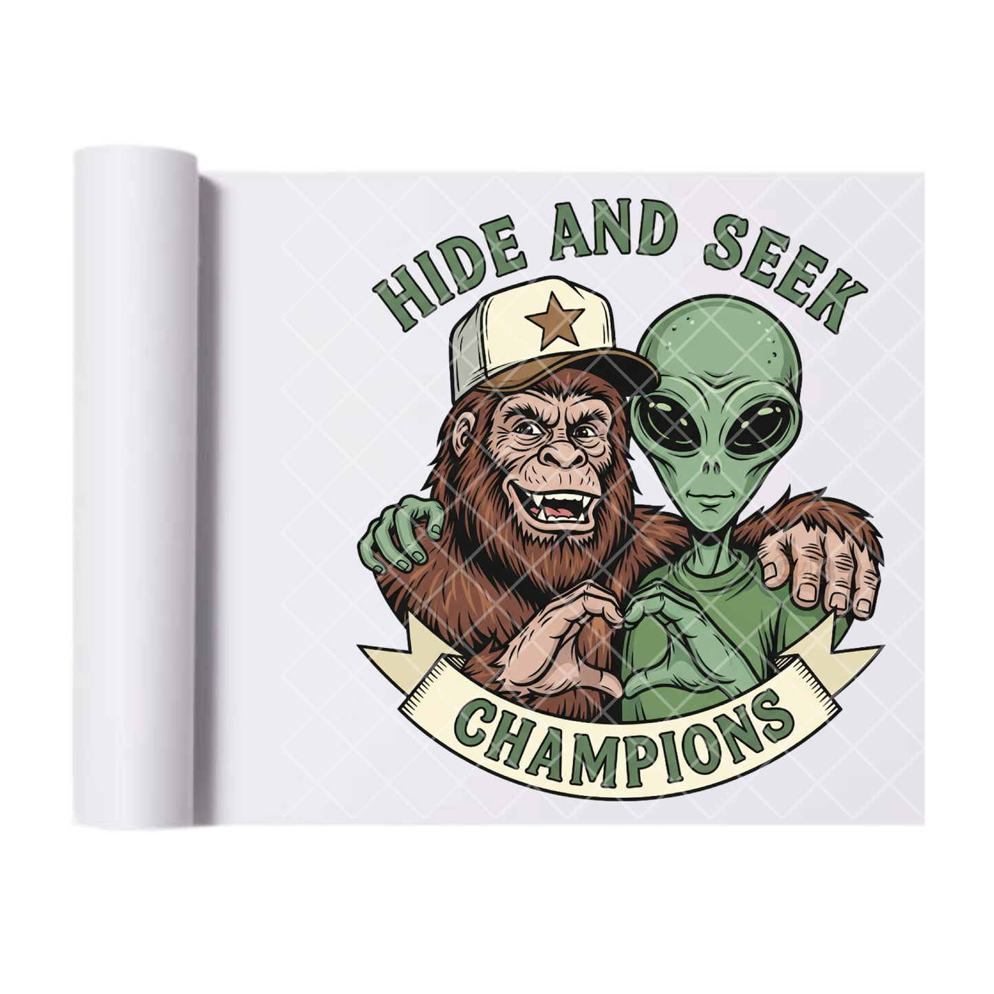 Hide and Seek Champions Big Foot - Direct Print Film Transfer for Trendy T-Shirts, Cotton, Polyester & Blends - High-Quality Print
