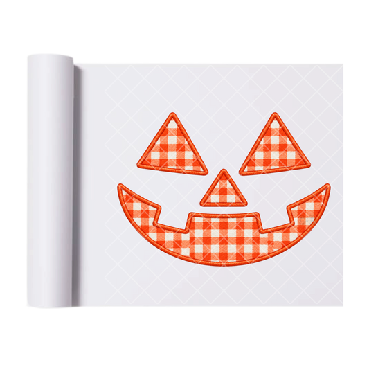 Stitched Pumpkin - Ready To Press Print Transfer for Apparel, Cotton, Polyester & Blends - High-Quality Print- Commercial Grade