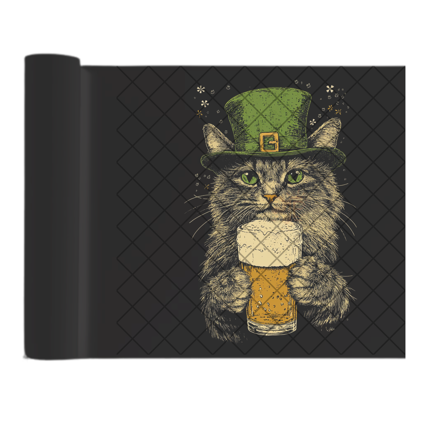 Shamrock St. Patrick’s day cat - Direct Print Film Transfer for T-Shirts, Cotton, Polyester & Blends - High-Quality DTF Print