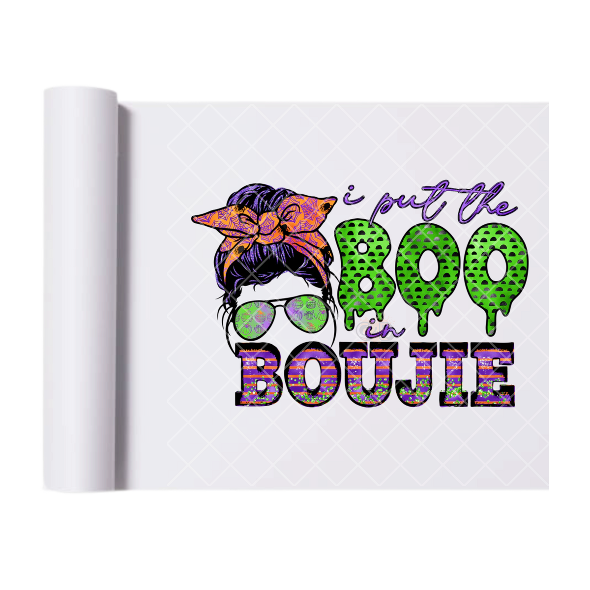 Boo In Boujie - Ready To Press Print Transfer for Apparel, Cotton, Polyester & Blends - High-Quality Print- Commercial Grade