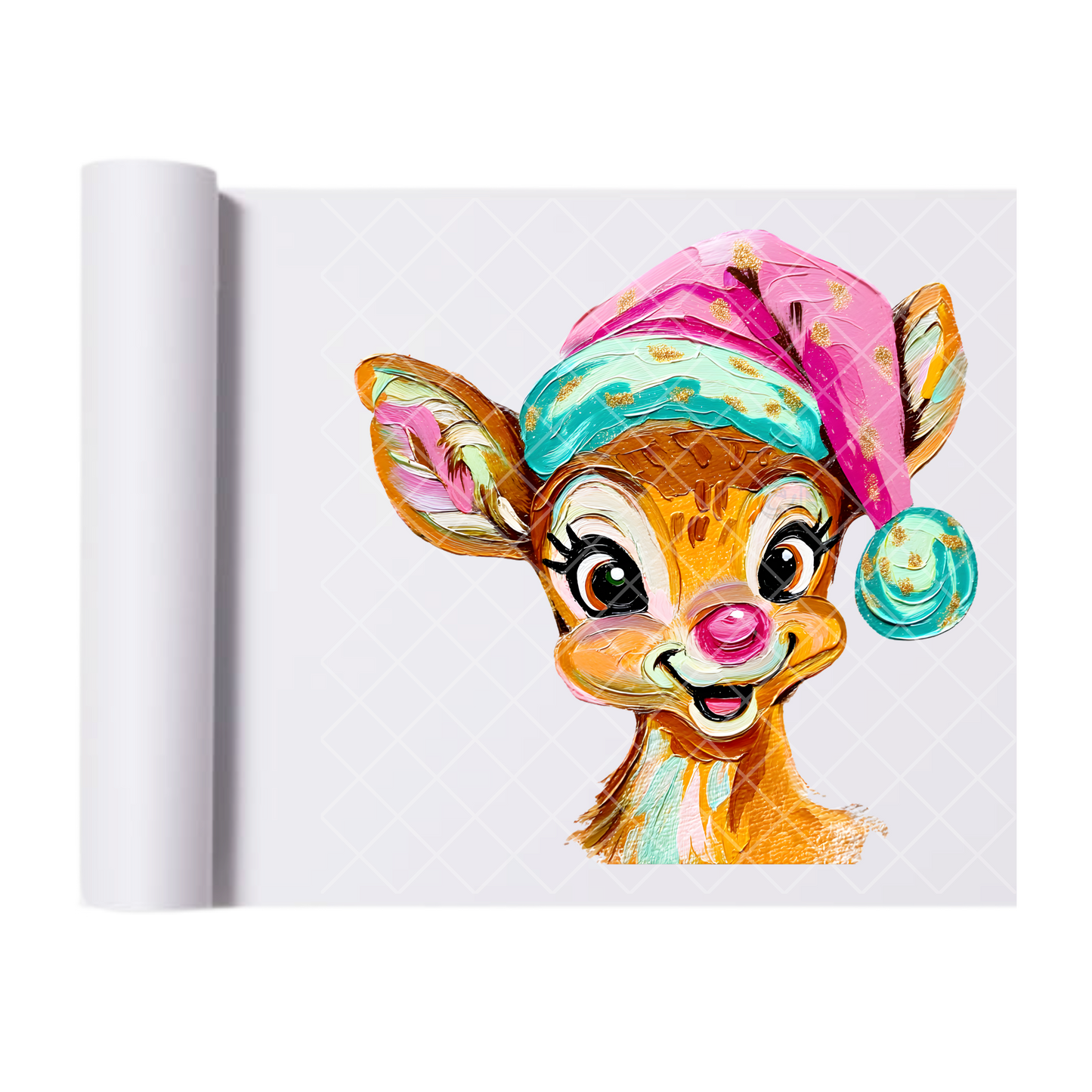 Red Nose Deer Santa Hat - Direct-To-Film Heat Transfer for T-Shirts, Cotton, Polyester & Blends - High-Quality Print