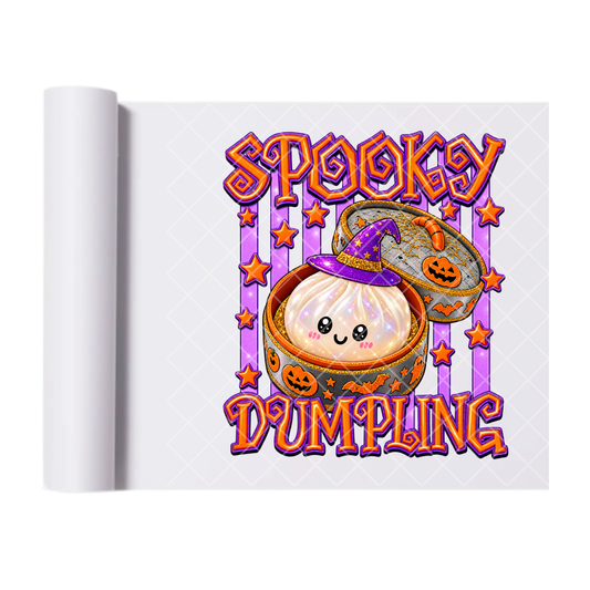 Spooky Dumpling Halloween - Ready To Press Print Transfer for Apparel, Cotton, Polyester & Blends - High-Quality Print- Commercial Grade