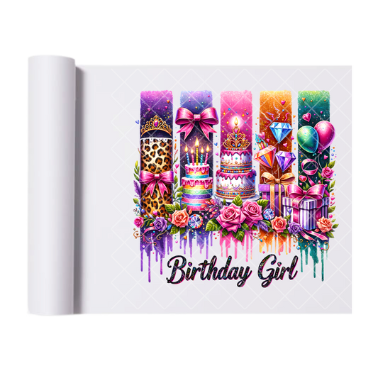 Birthday Girl Style Scenes - Direct Print Film Transfer for Trendy T-Shirts, Cotton, Polyester & Blends - High-Quality Print