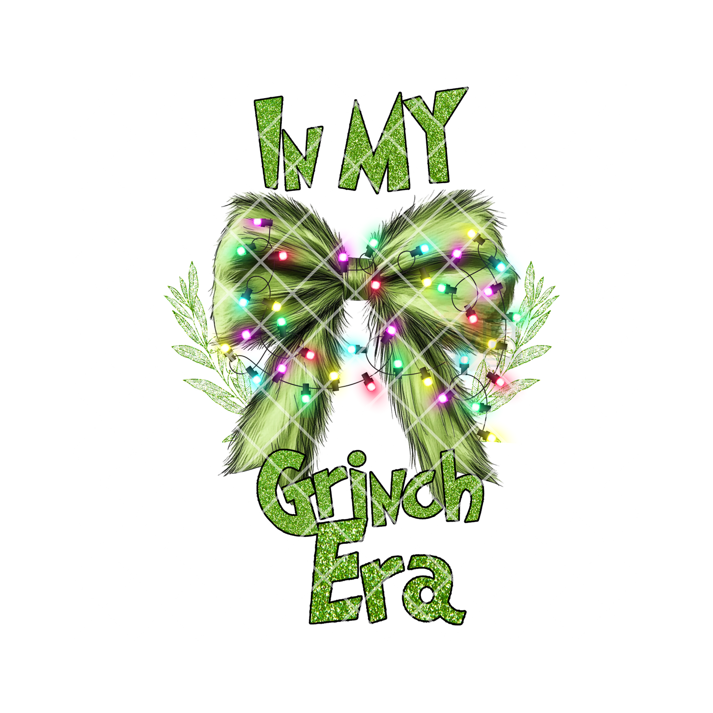 Glitter green man era bow PNG