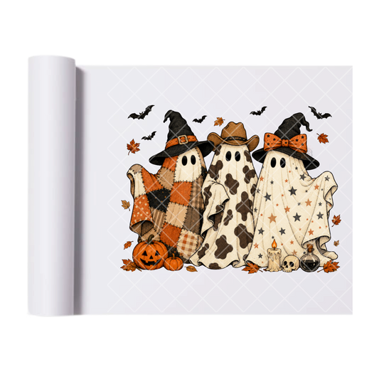 Trio Patch Ghosts - Ready To Press Print Transfer for Apparel, Cotton, Polyester & Blends - High-Quality Print- Commercial Grade