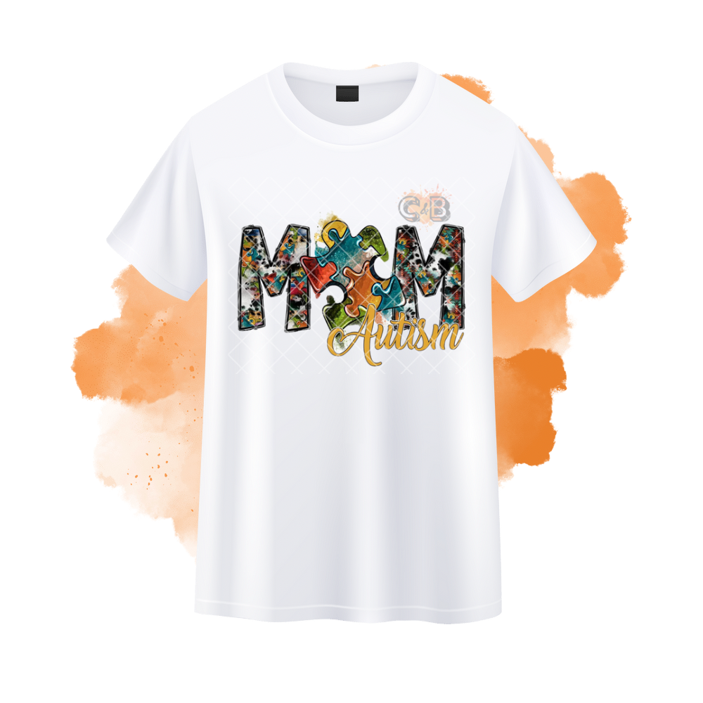 MOM Puzzle Print Autism Awareness T-Shirt